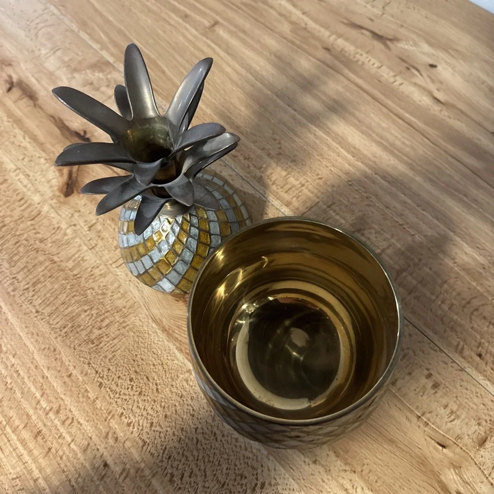 Mid Century Modern Pineapple Pina Colada Cup Jar With Lid Mosaic Retro Tiki MCM